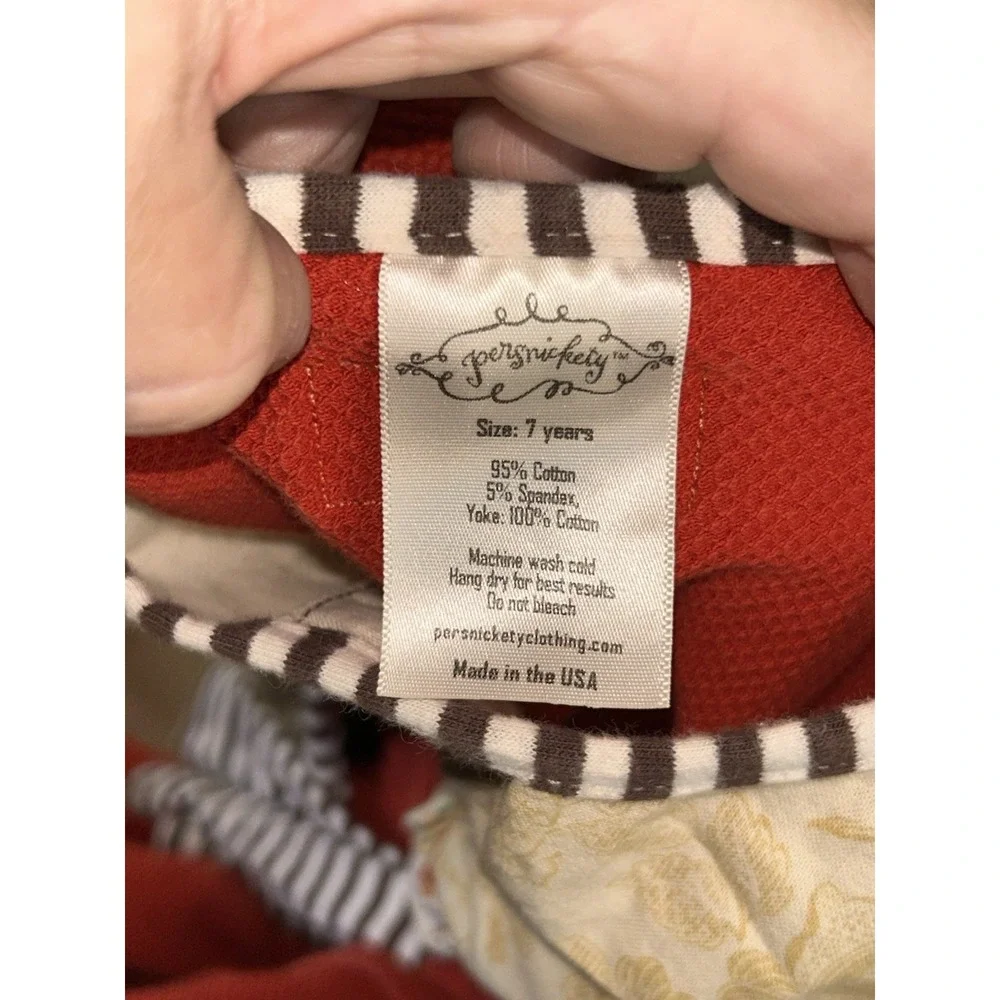 Persnickety red and brown long-sleeve fall ruffle dress